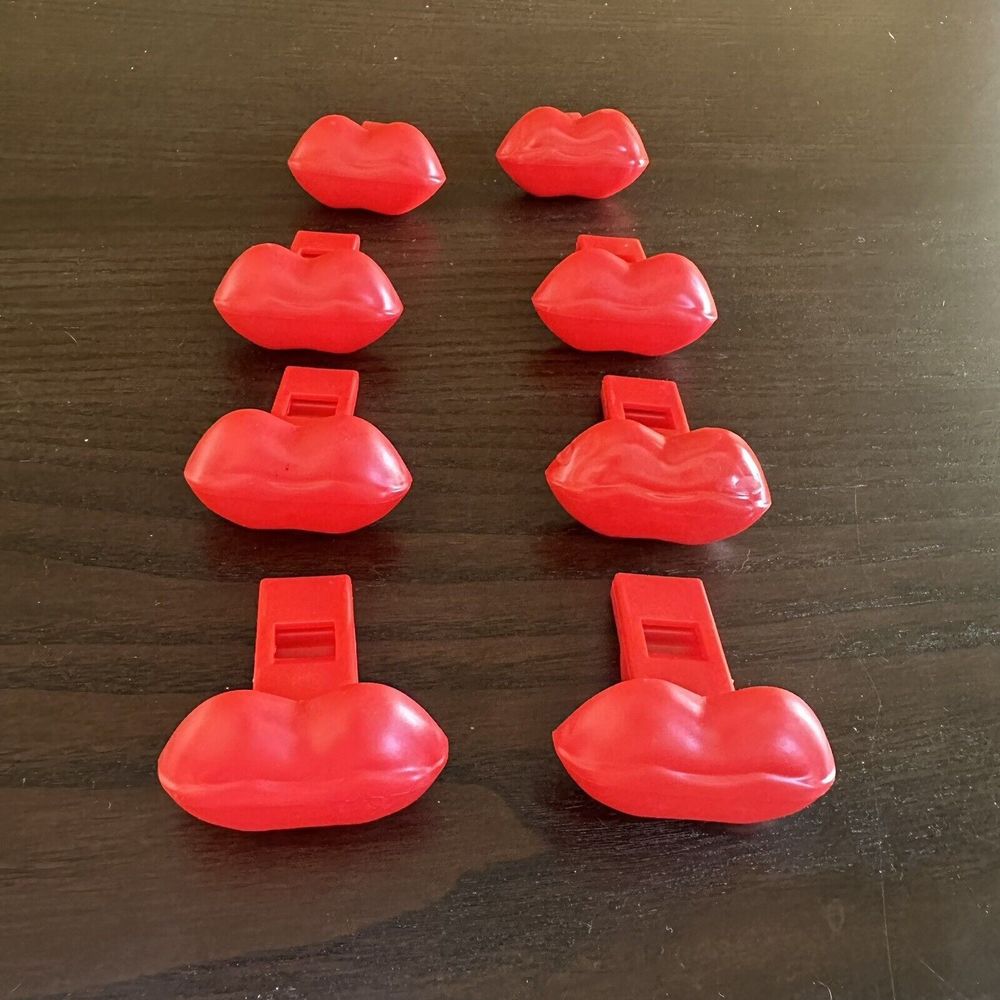Red Lips Shaped Whistles 8 PC Kids Valentine's Day Holiday Party Favor Toys NEW